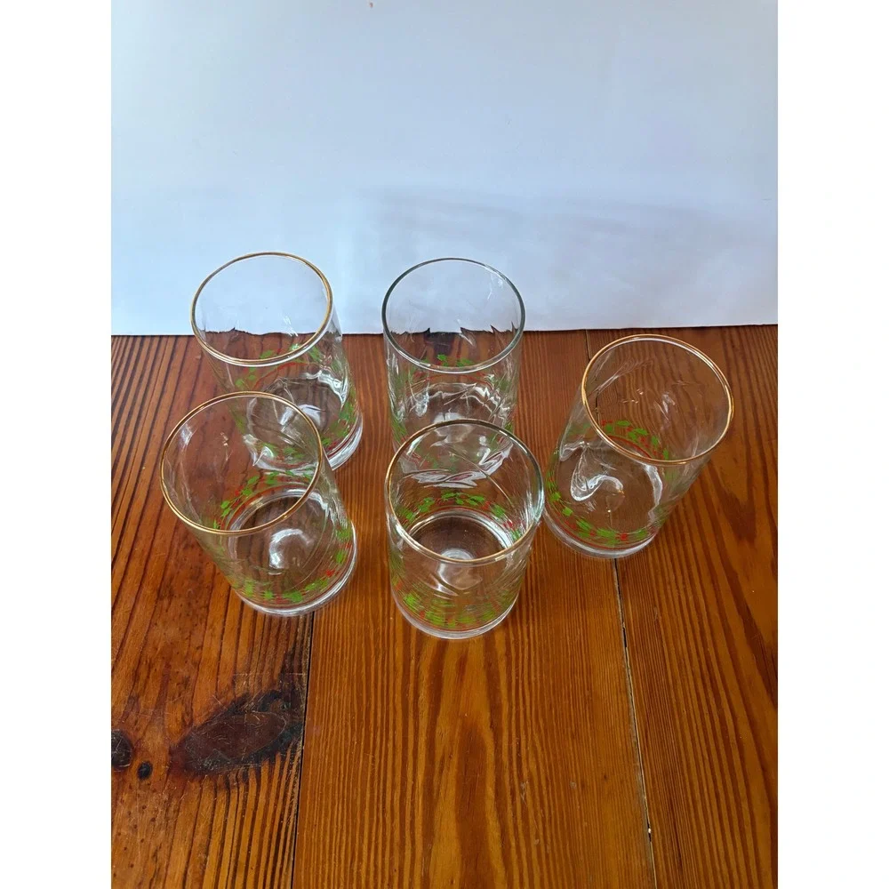 Arby's Christmas Collection Holly & Berry Tumblers Set of 4 Vintage Libbey 1990s - Picture 3 of 5